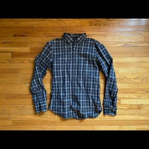 3 for $45: Club Monaco Slim-Fit Grey Plaid Cotton Long Sleeve Shirt